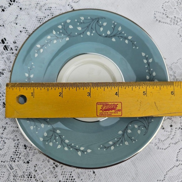 Syracuse China MINUET BLUE‎ W/WHITE LEAVES FOOTED Lot of 3 - Picture 5 of 6